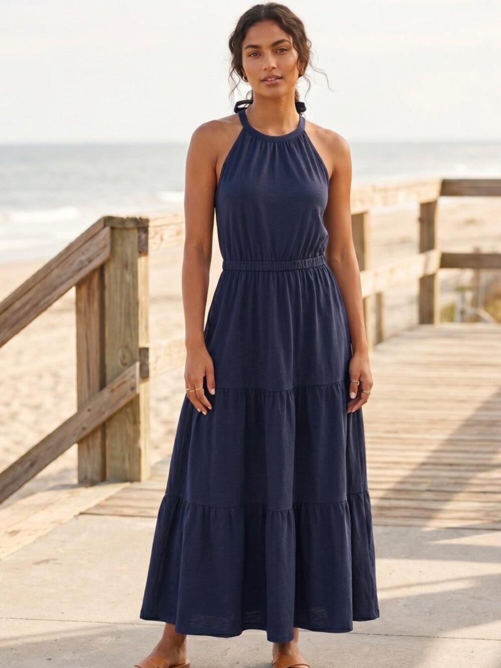 NWT Navy Blue Spaghetti Strap Summer Dress – Size Medium, Lightweight & Flowy